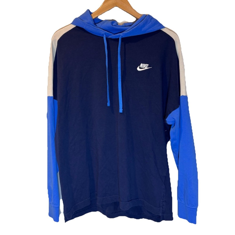 Nike Y2K‎ Hoodie Mens Size Medium Blue Colorblock Embroidered